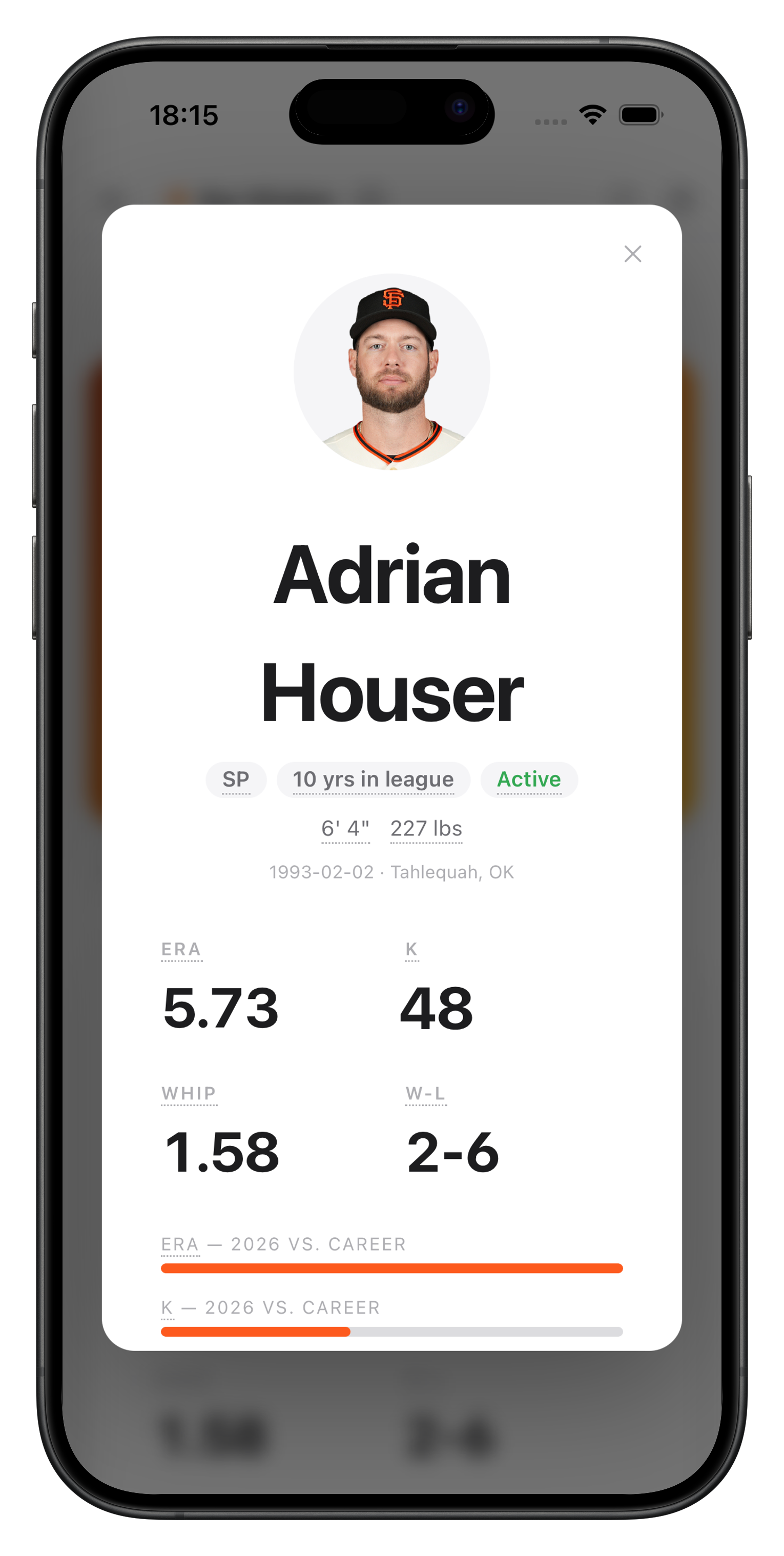 Spieler-Karte auf dem Smartphone